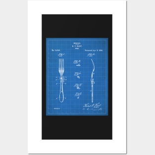 Kitchen Fork Patent - Chef Cook Country Farmhouse Art - Blueprint Posters and Art